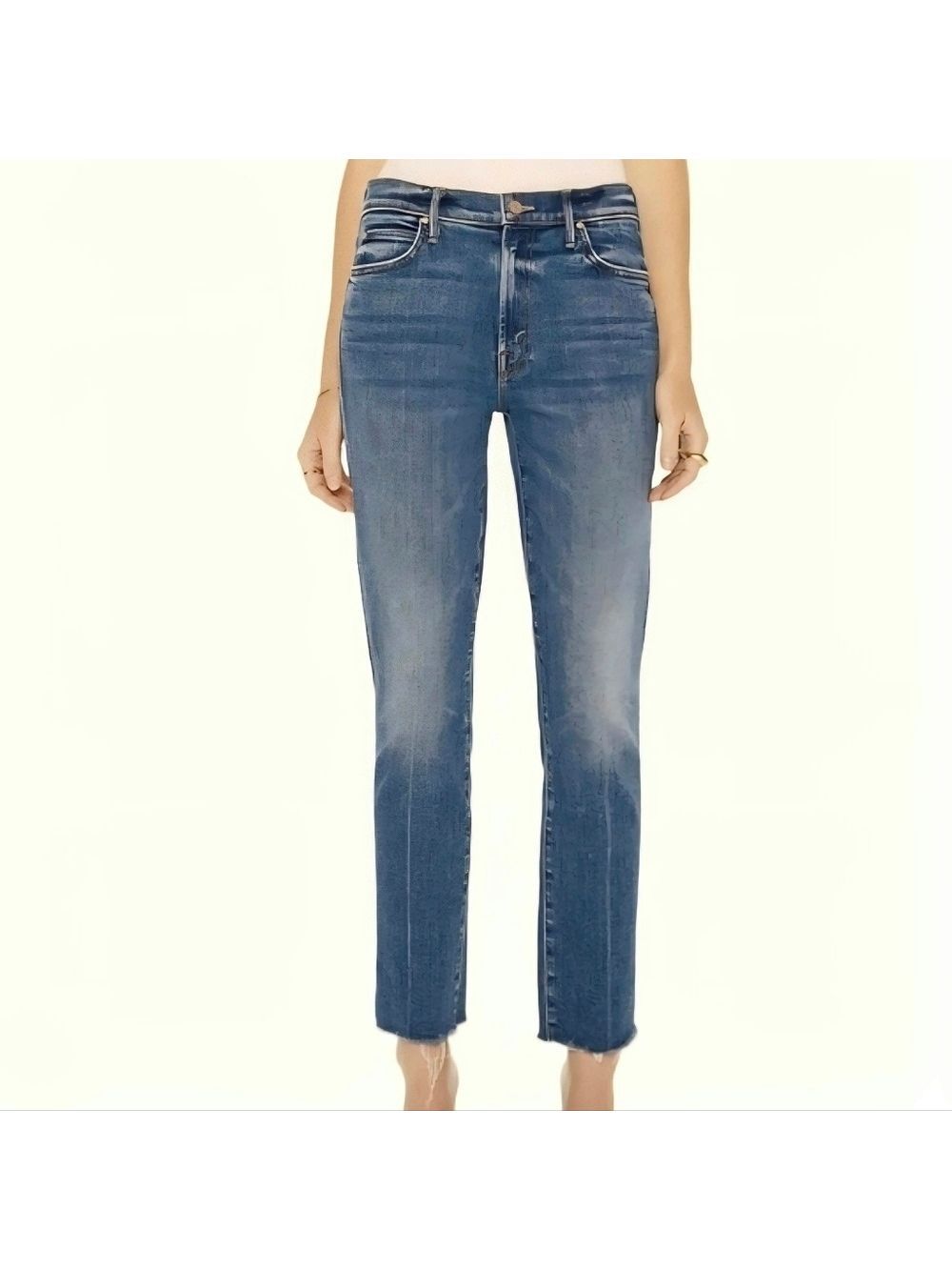 Mother Denim Rascal Ankle Snippet Jeans Girl Crush Fray Raw Hem Side Slit Sz 24